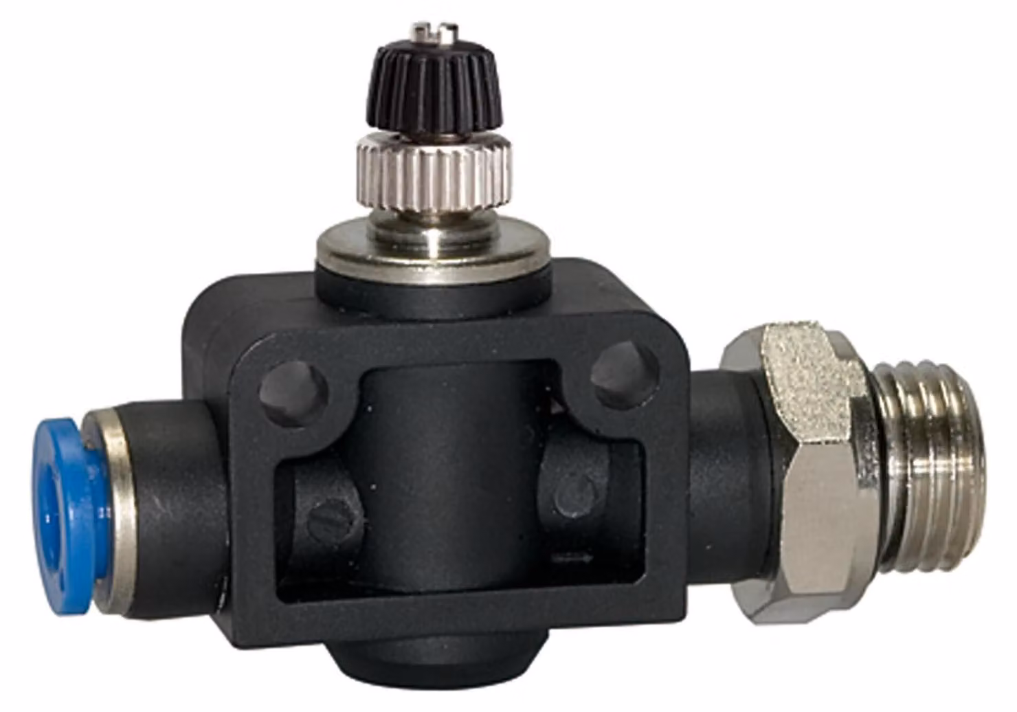 Valvola di ritegno a farfalla Riegler "Serie blu", diritta, G 1/4 esterno Ã˜ 6mm