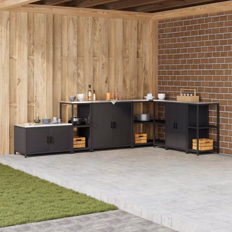 Unità di scaffali per cucina vidaXL HATTEM in metallo nero, L 40 cm x P 50 cm x H 92 cm