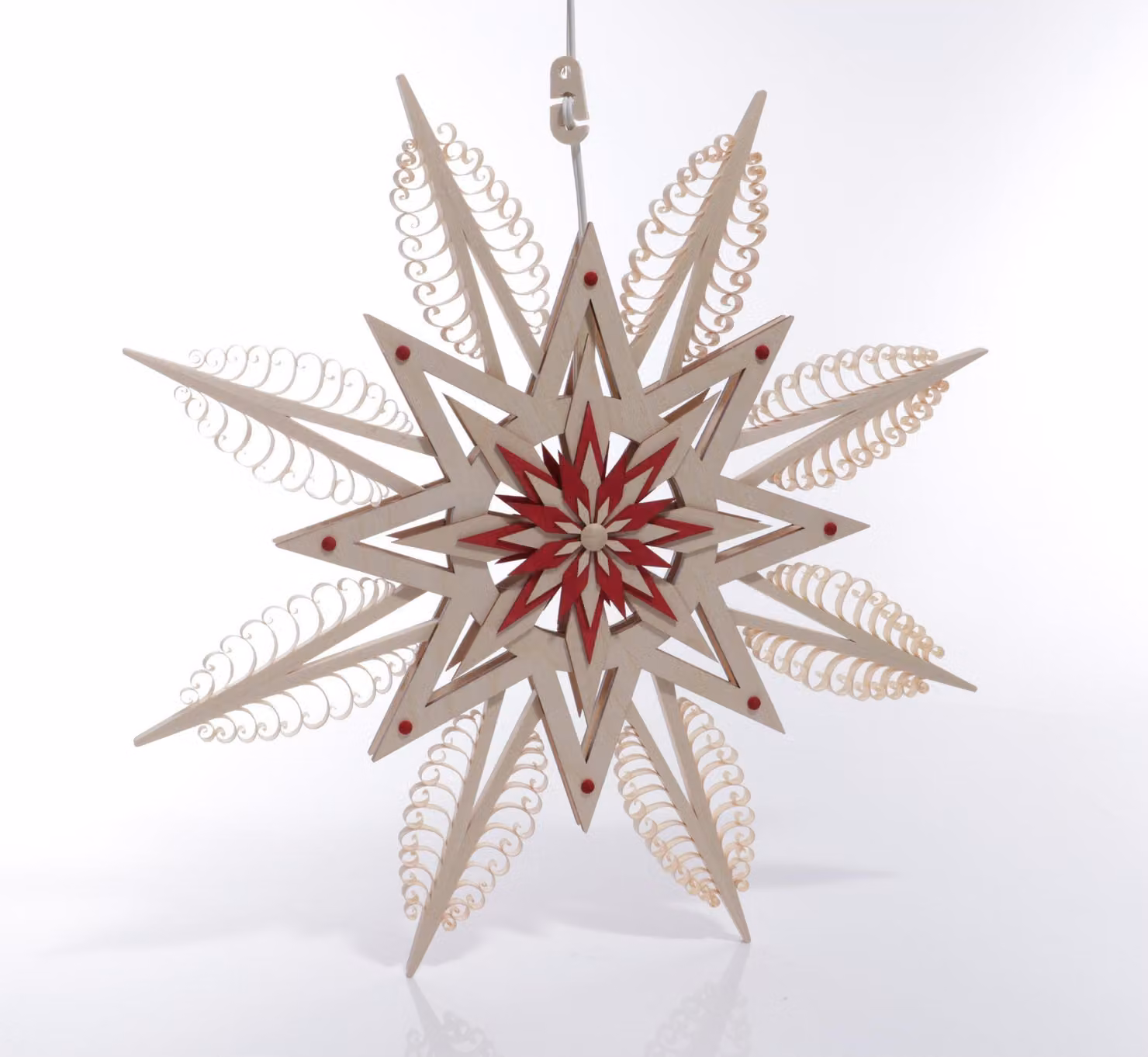 Decorazione per finestre a forma di stella spagnola con illuminazione a LED, colore rosso, diametro di circa 43 cm, NUOVA