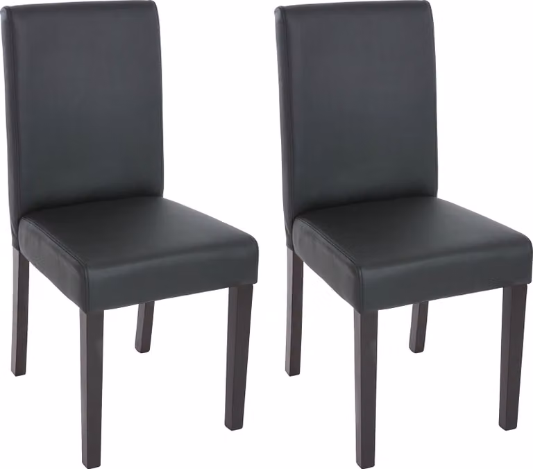 Set di 2 sedie da sala da pranzo Sedie da cucina classiche e intramontabili | A x L x P 90 x 43 x 56 cm | Altezza seduta 45 cm | Pelle finta | Gambe scure | Nero opaco