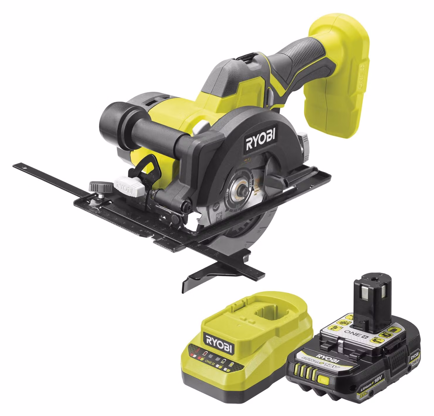 RYOBI 18 V ONE+ Sega circolare a batteria R18CS115-1C20GP, lama da 115 mm, attacco da 40 mm