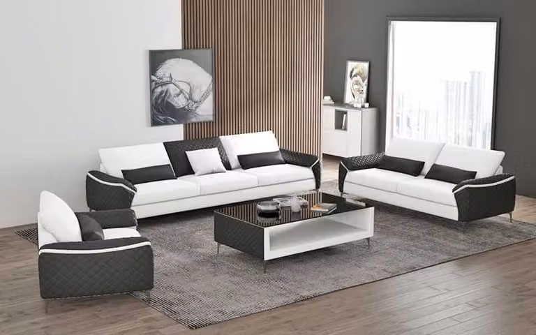 Weiß Sofagarnitur Couchgarnitur Ledersofa Sofa Komplette Wohnzimmer