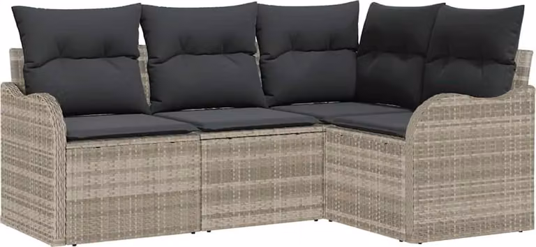 Set Divano da Giardino 4 pcs Grigio chiaro polyrattan