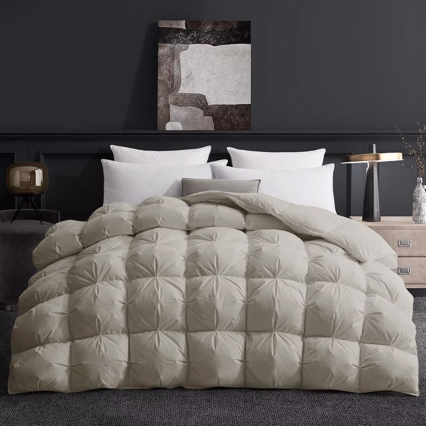 Coperta per tutto l'anno, imbottitura in piumino e piume, 100% cotone, dimensioni 155x220 cm