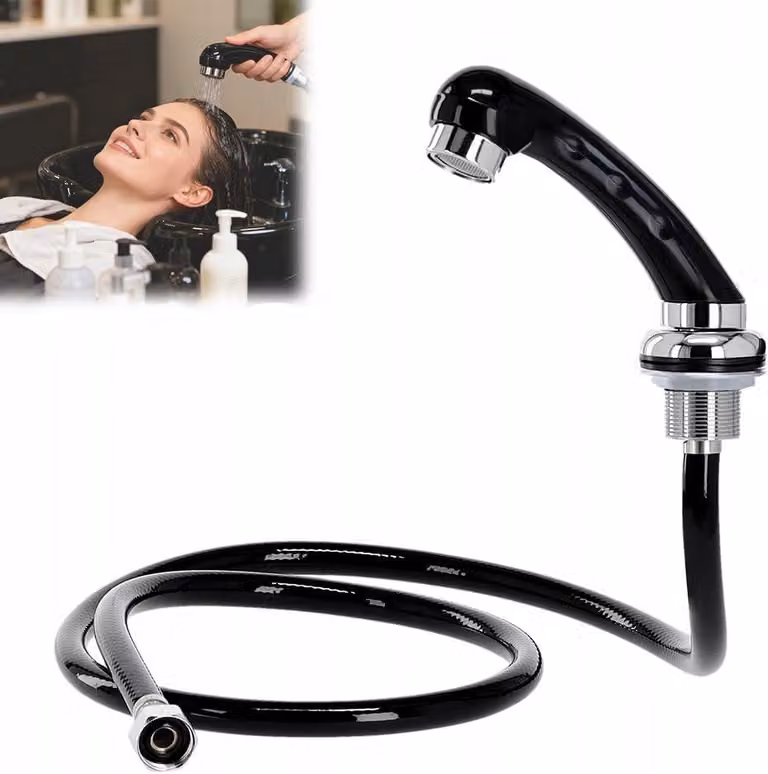 Doccia con tubo flessibile lungo, realizzata in ABS, con soffione a pressione regolabile, lunghezza 150 cm, ideale per la cura dei capelli
