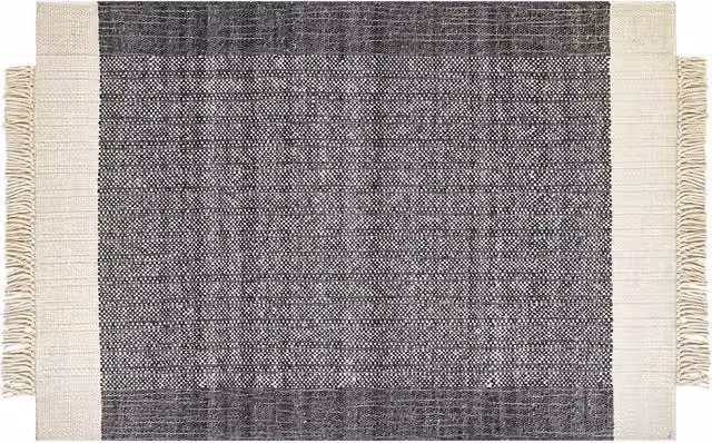 Tappeto moderno a righe BELIANI in lana fatto a mano bianco e nero L: 230 cm, P: 160 cm