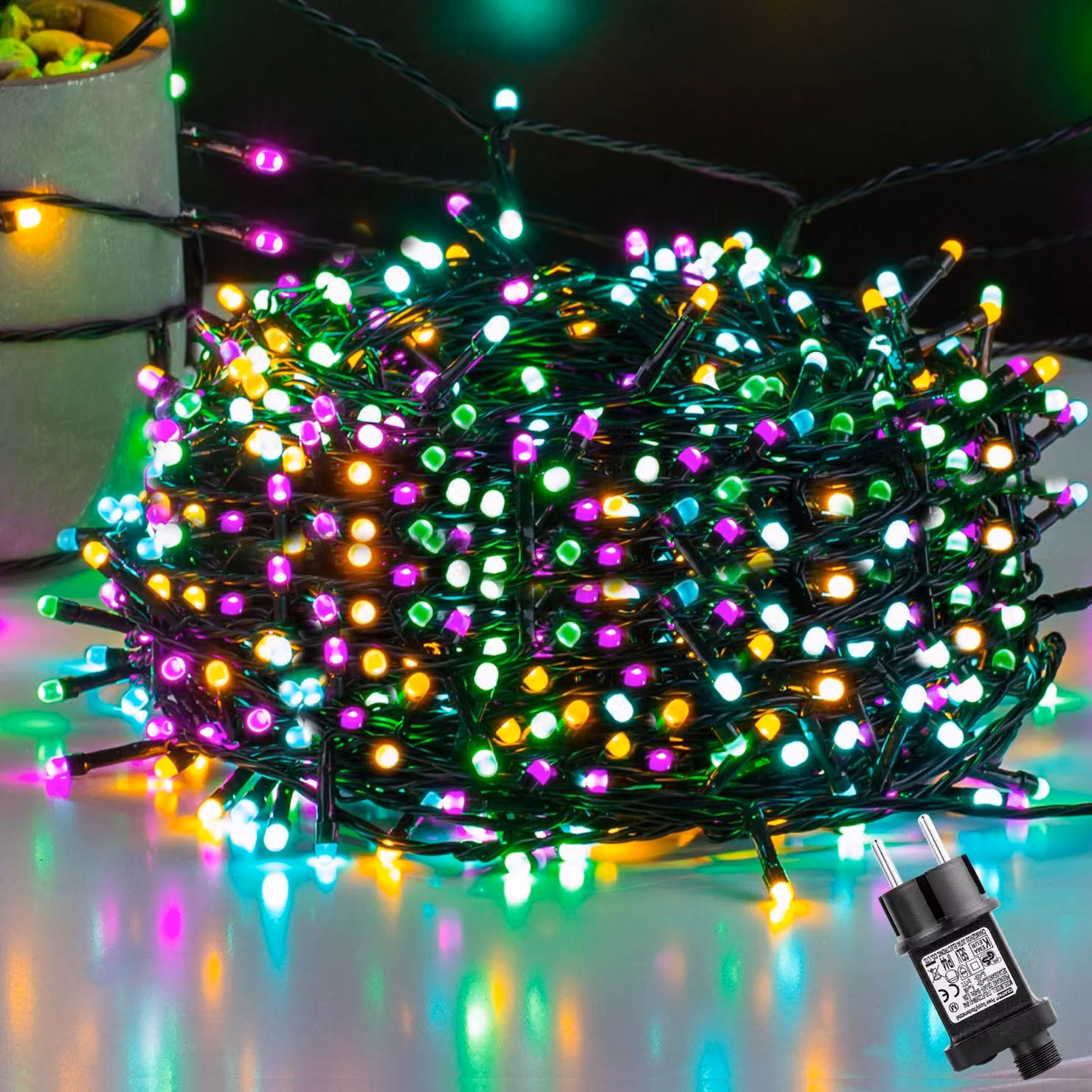 Catena luminosa colorata per esterni, 50 metri, ideale per Natale, con 500 LED