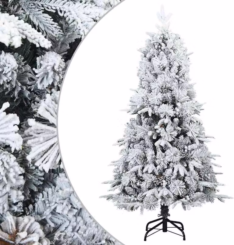 Albero di Natale Artificiale Snodato Foderato di Neve Bianco