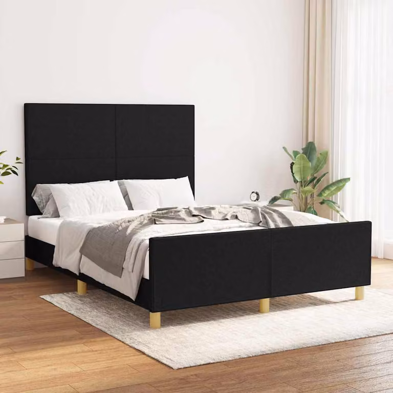 vidaXL Giroletto senza Materasso Nero in Tessuto L/P: 140 x 200 cm