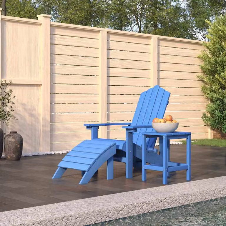 Set da giardino vidaXL con sedia Adirondack e tavolino in HDPE Blu