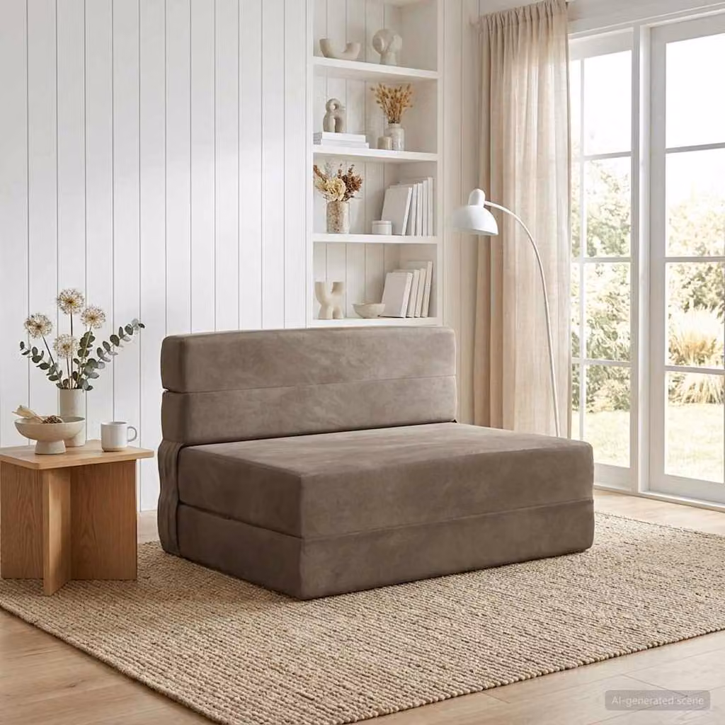 vidaXL Divano Letto Pieghevole Moderno in Tessuto, L/P/H: 70 x 72 x 60 cm, Grigio