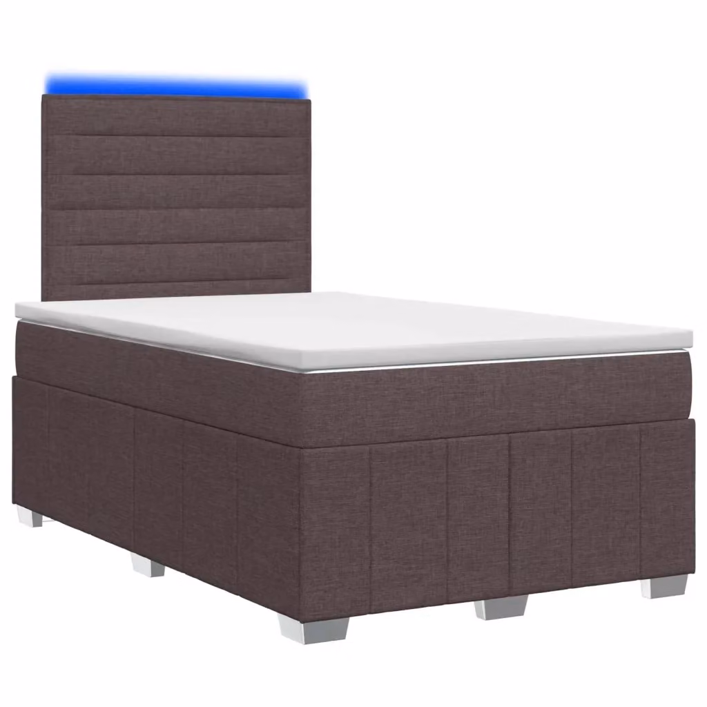 Letto Box Spring vidaXL con Materasso a Molle Pocket e Illuminazione LED, Colore Marrone e Bianco, L/P: 120 x 200 cm – 2