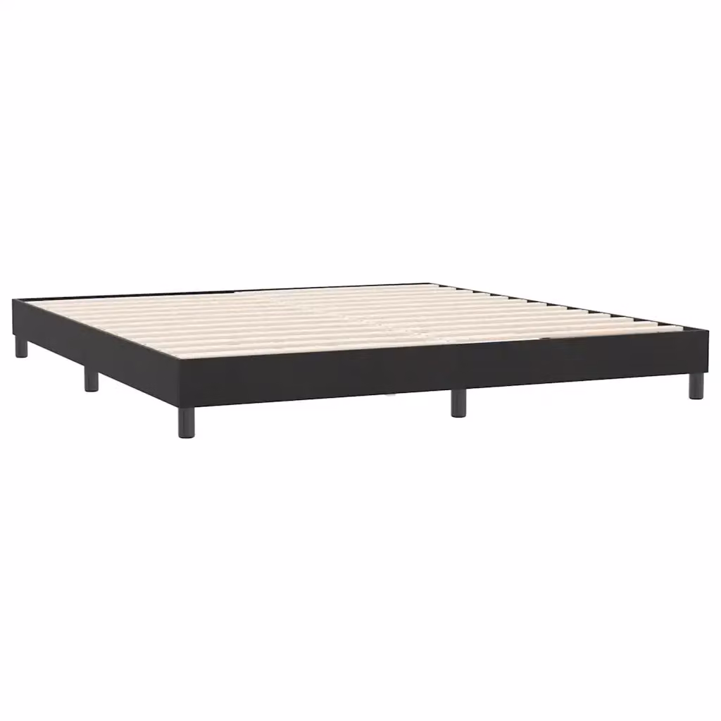 Struttura Letto Design Mania in Velluto Nero con Doghe in Legno L: 183 cm, P: 151 cm, H: 213 cm