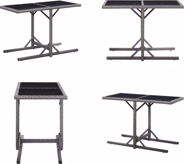 vidaXL Tavolo da giardino antracite 110×53×72 cm in vetro e poly rattan - Tavolo da giardino - Tavoli da giardino - Tavolo da esterno - Tavoli da esterno
