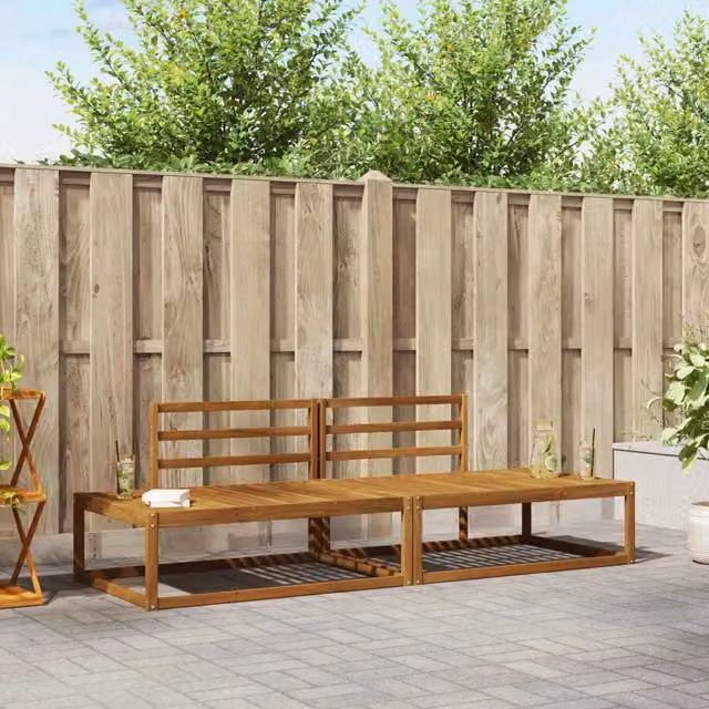Set di divani da esterno-Sofa da giardino Naturale Legno di Acacia Massello 123946