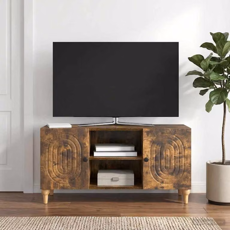 Mobile TV vidaXL in legno ingegnerizzato color rovere fumo, L 102 x P 34,5 x H 50 cm