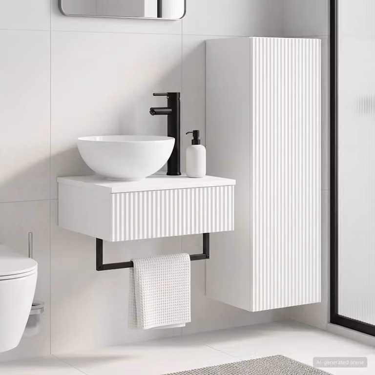 Set di mobili per il bagno vidaXL composto da 2 pezzi, colore bianco opaco, L/P/H: 33 x 34,5 x 100 cm