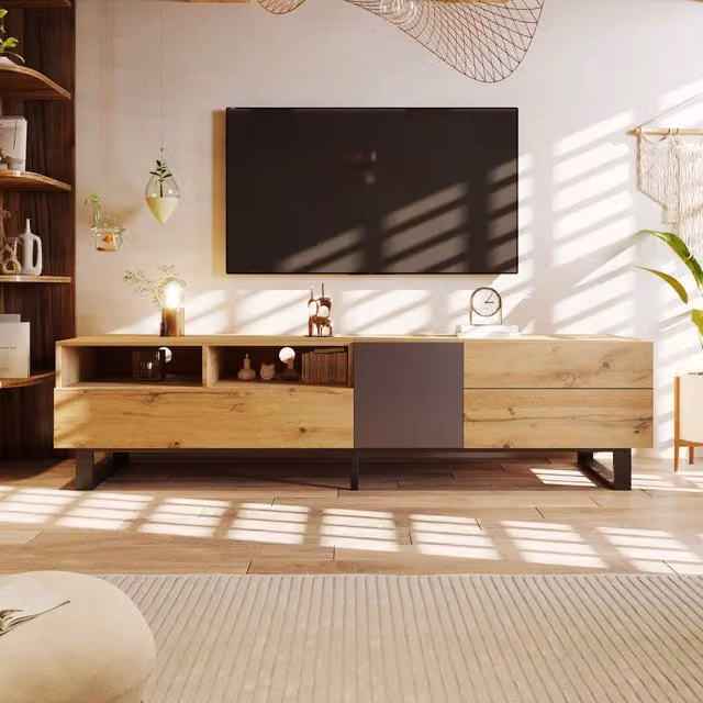 Mobile TV Colorblocking con Venatura in Legno ¨C MINIMAL ¨C 180 cm