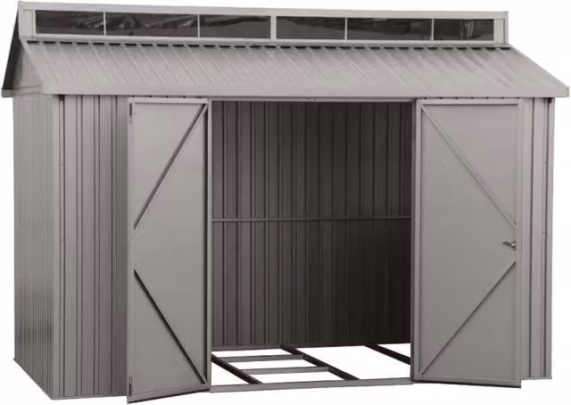 Casetta Box da Giardino GIORDANOSHOP in Alluminio Grigio con Doppia Porta e Finestra L/P/H: 323,3 x 182,5 x 230,5 cm