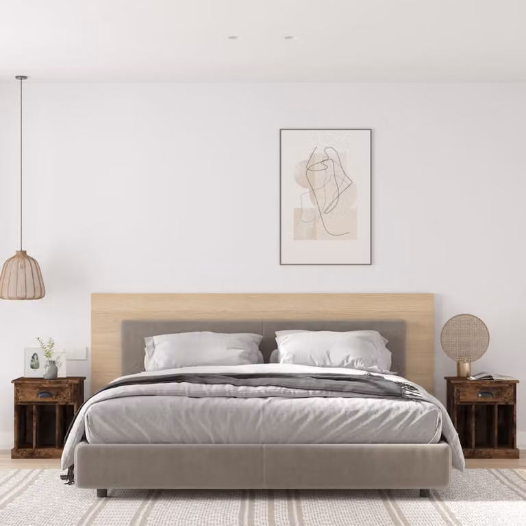 Set di 2 comodini moderni vidaXL in legno color rovere fumo L: 43 cm, P: 36 cm, H: 50 cm