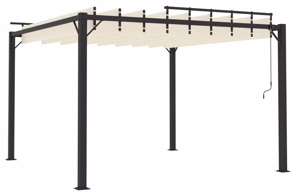 Pergola con tetto a lamelle regolabile - 3 x 3 metri - Struttura in alluminio - Colore crema