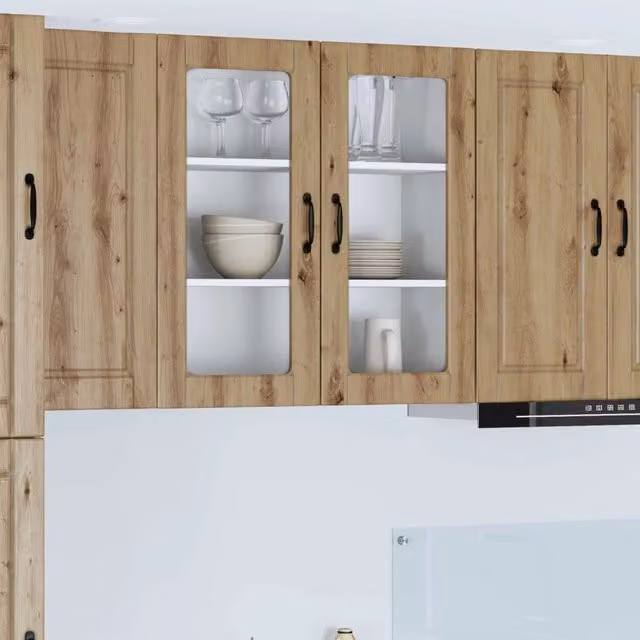 Pensile da cucina vidaXL in legno rovere marrone con ante a battente e ripiani interni L: 80 cm, P: 31 cm, H: 80 cm