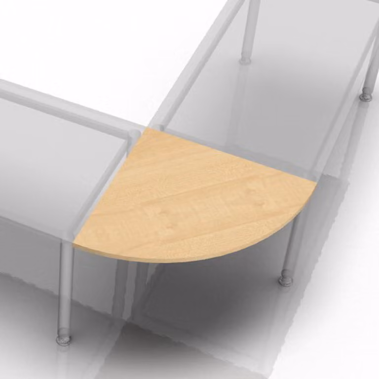 VLE91/3 Staffa di collegamento Hammerbacher a quarto di cerchio per scrivania con piede a C - 80 x 80 cm, acero