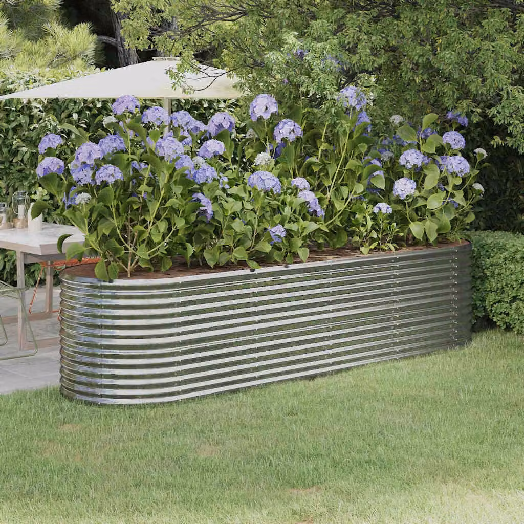 vidaXL Letto Giardino Acciaio Zincato 296x80x68cm Argento