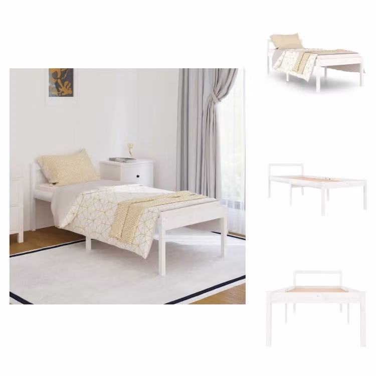 vidaXL Letto Senior bianco 75x190 cm in pino massiccio - Letti e strutture letto