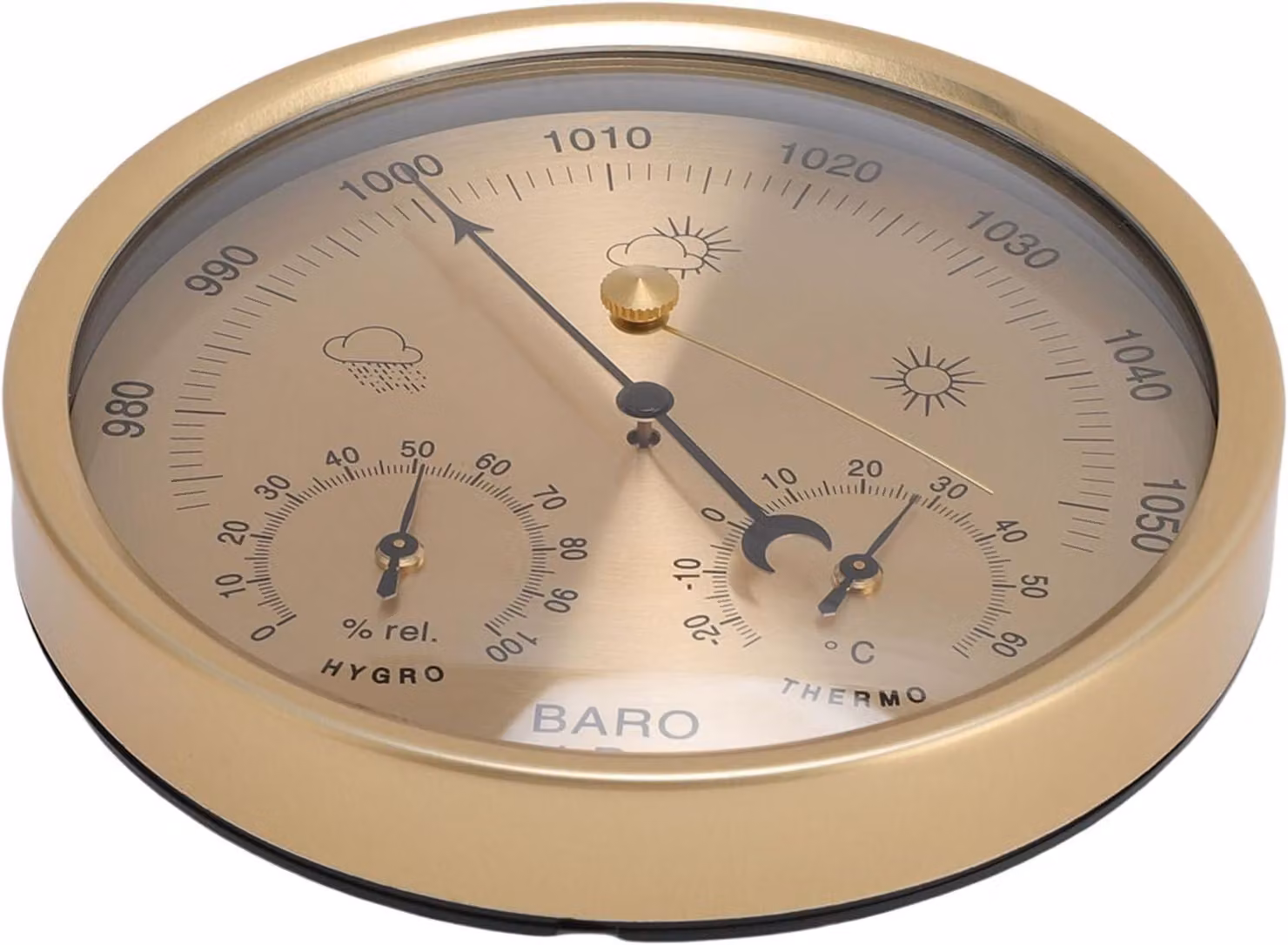 Stazione meteorologica meccanica 3-in-1: termometro, barometro e igrometro, per uso esterno, realizzata con materiali naturali