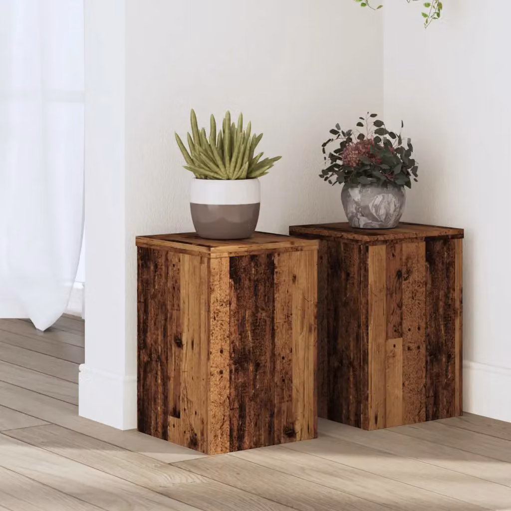 Set di 2 supporti per piante vidaXL in legno marrone, L 20 cm x P 20 cm x H 30 cm