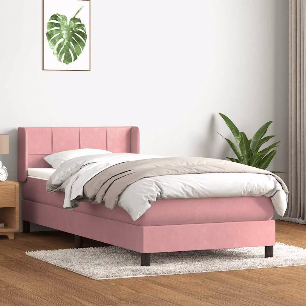 Maison Exclusive - Giroletto a Molle con Materasso Rosa 80x220 cm Velluto