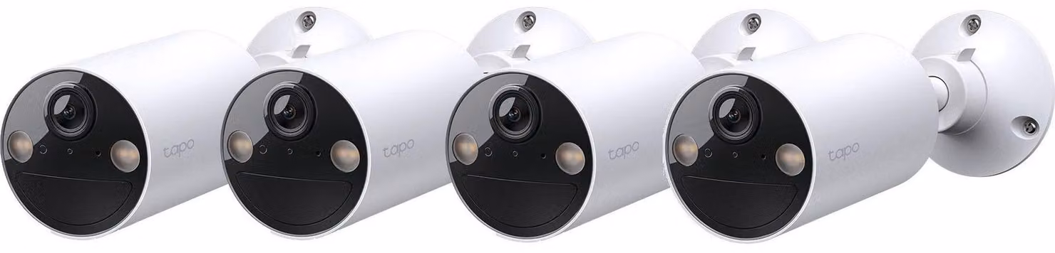 TP-Link Tapo C410 4-pack, telecamera IP di sicurezza, per esterni, senza fili, Amazon Alexa e Google Assistant, CE, FCC, DOE, CEC, RCM, KC, NCC, BSMI, NTRA, IP65, soffitto/parete