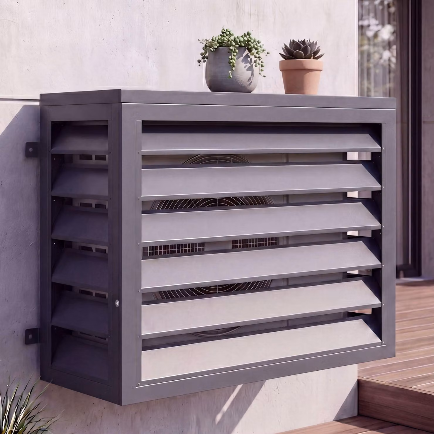 Copertura per impianto di climatizzazione/scambiatore di calore HWC-O43, copertura per griglia di protezione, metallo 73x97x38 cm ~ antracite