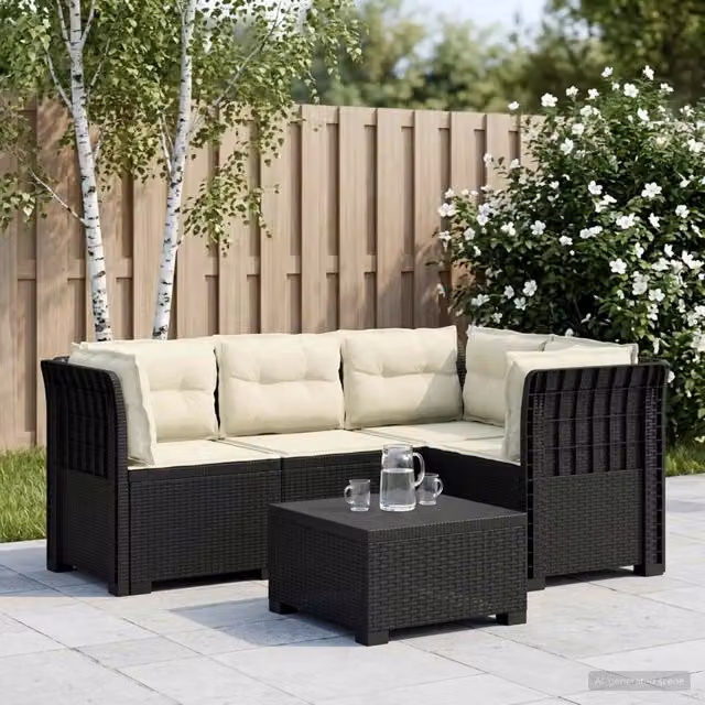 Divano da Giardino 4 Posti con Cuscini Aspetto Rattan PP 3443978