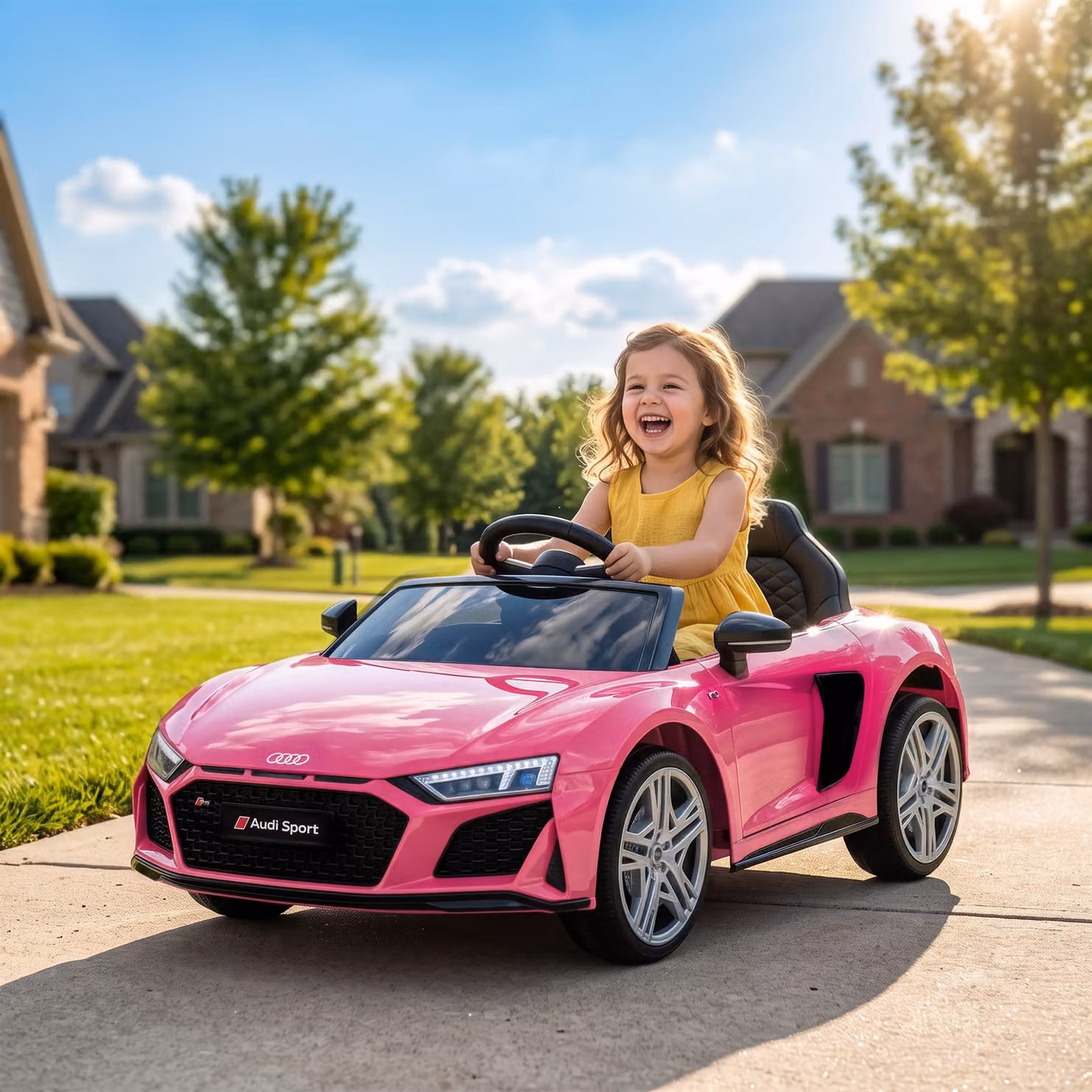AIYAPLAY Macchina Elettrica Audi R8 Spyder per Bambini con Telecomando e 2 Motori, Rosa – 2