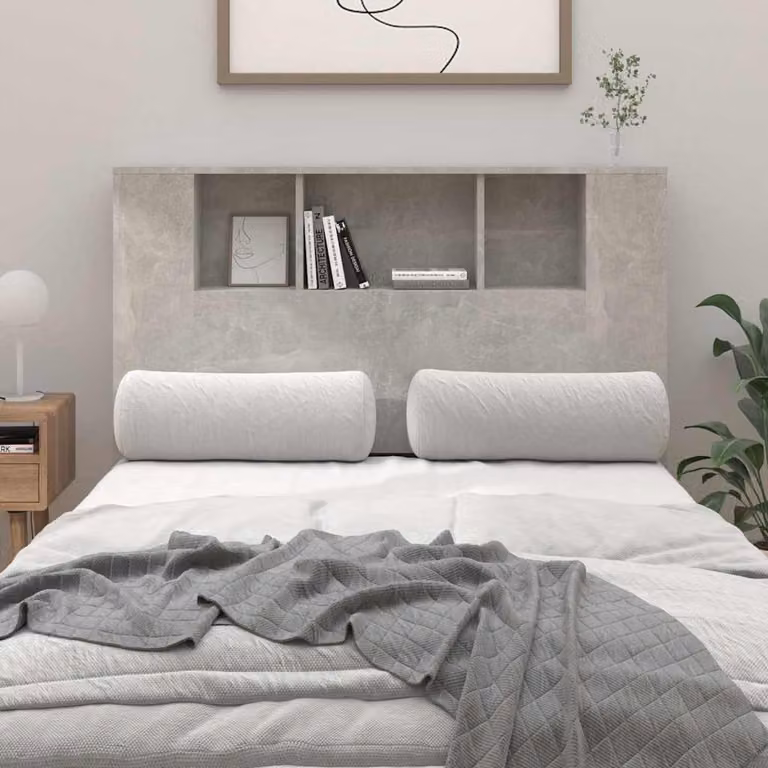 Testiera per letto con scomparti integrati vidaXL, Grigio Cemento, L: 120 cm, P: 18,5 cm, H: 102,5 cm