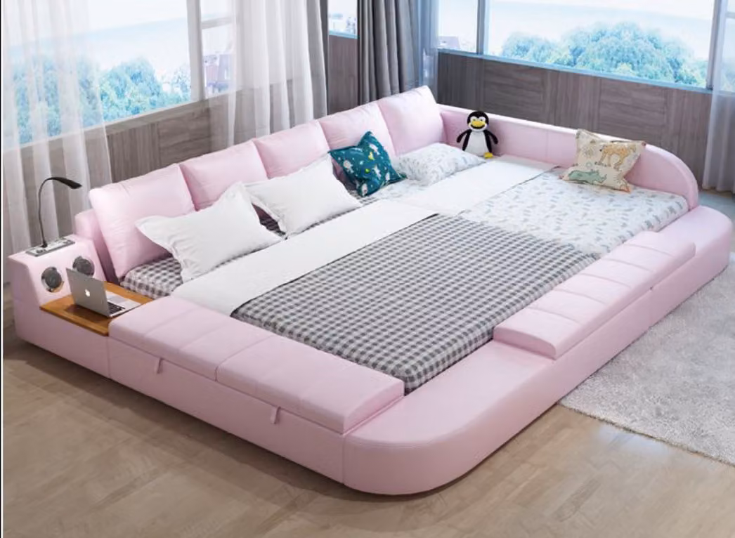 Multifunktion Sofa Bett xxl Big Betten Boxen USB Hotel Leder Polster #198