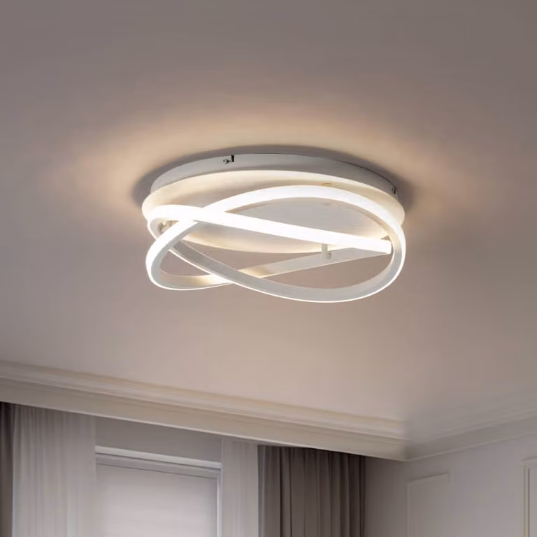Plafoniera a LED Aldric Lucande, dimmerabile, Bianco / Opale, Soggiorno / Sala da pranzo, Alluminio, Moderno, Plafoniera LED