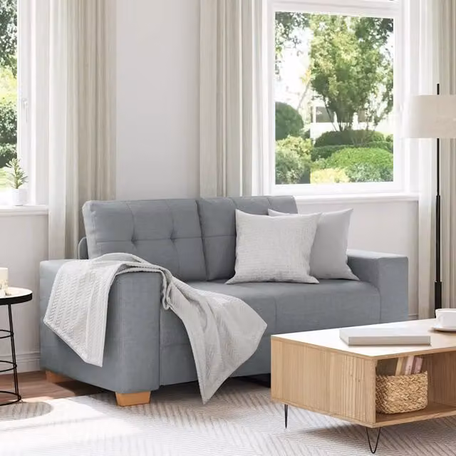 Divanetto moderno vidaXL in tessuto grigio con cuscini, L: 160 cm, P: 77 cm, H: 82 cm