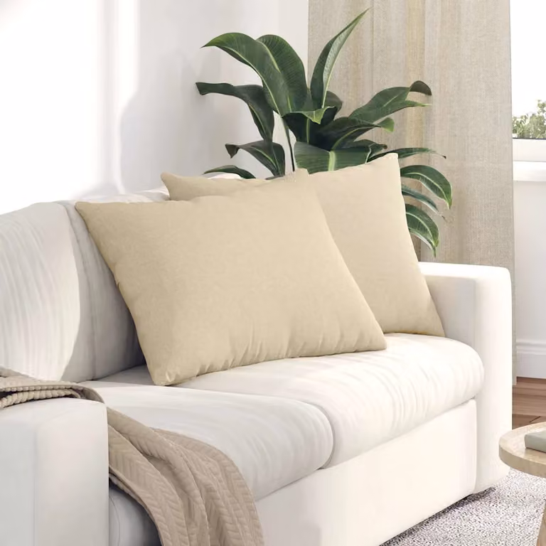 Set di 2 cuscini da divano vidaXL in tessuto beige con rivestimento rimovibile, L 70 cm x P 50 cm