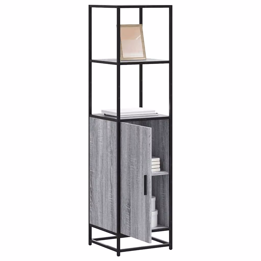 Credenza a parete vidaXL in stile industriale, Grigio Sonoma, Legno e Metallo, L/P/H: 35,5 x 35,0 x 139,0 cm