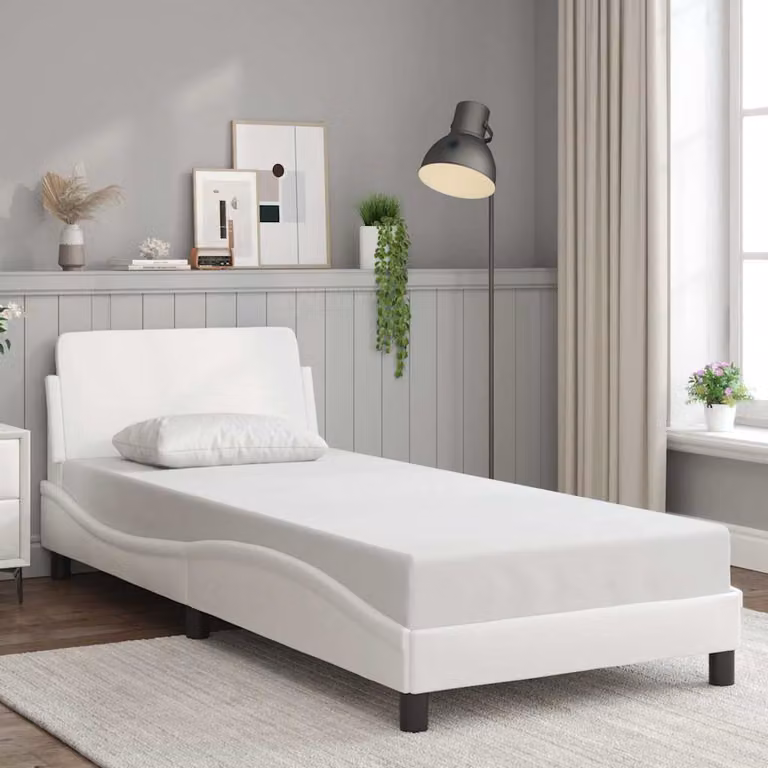 Giroletto Dover vidaXL in similpelle bianco, L/P/H: 90 x 190 x 208 cm