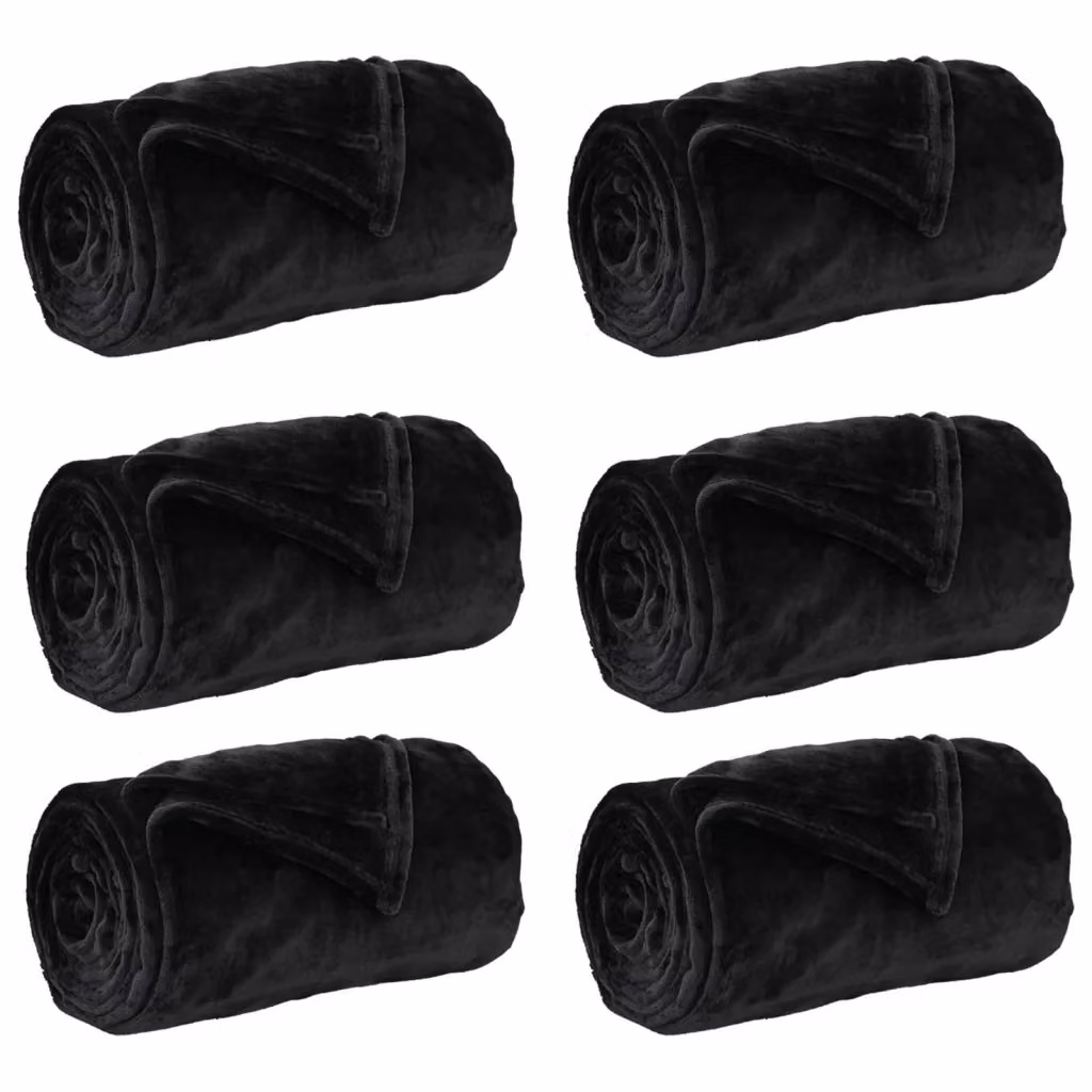 Set di 6 coperte in pile vidaXL nere per adulti, L 220 cm x P 240 cm – 2