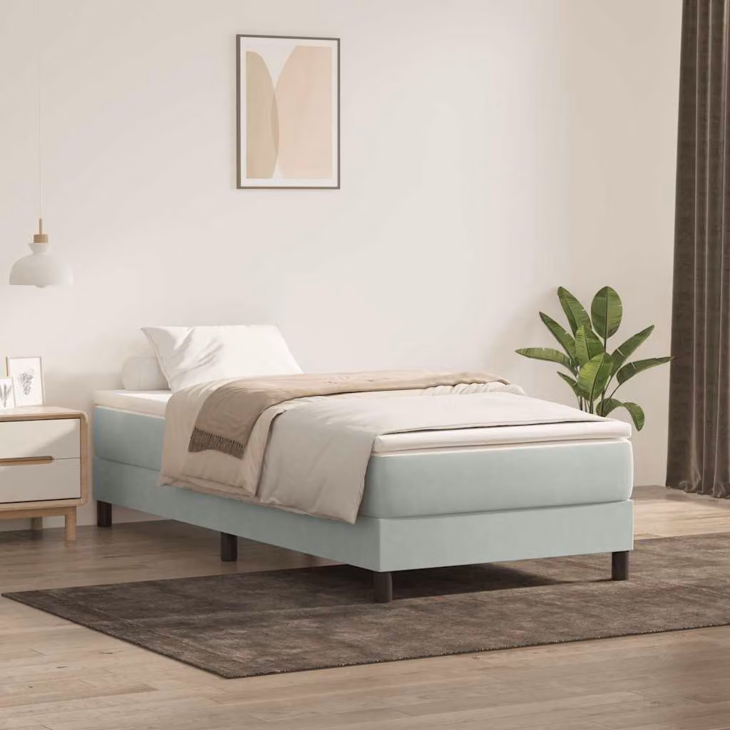 Letto a molle vidaXL in velluto grigio chiaro senza materasso L: 80 cm, P: 25 cm, H: 220 cm