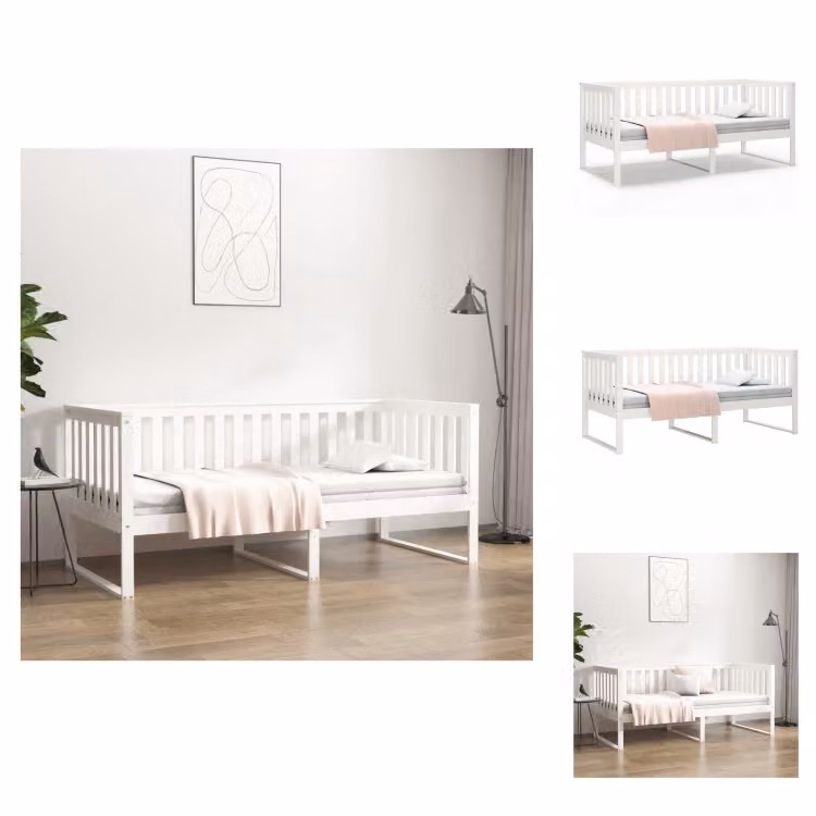 vidaXL Letto da giorno bianco 90x190 cm in legno di pino massiccio - Letti e strutture letto