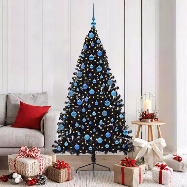 Maison Exclusive - Albero di Natale artificiale preilluminato Nero 180 cm PVC