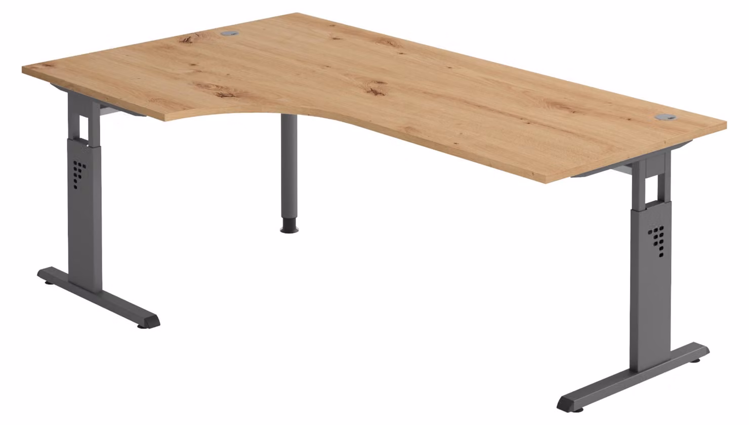 bümö Scrivania Serie-O - Decorazione: rovere nodoso, struttura: grafite, dimensioni: scrivania angolare 200 x 120 cm