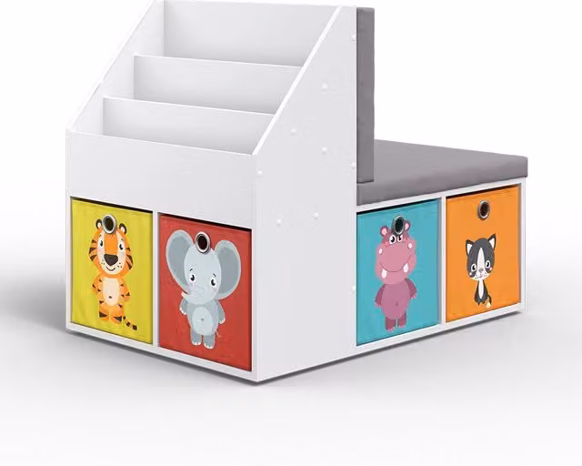 Libreria bambini Onix Bianco 97.1 x 78.4 cm con 6 scatole pieghevoli colorate Vicco