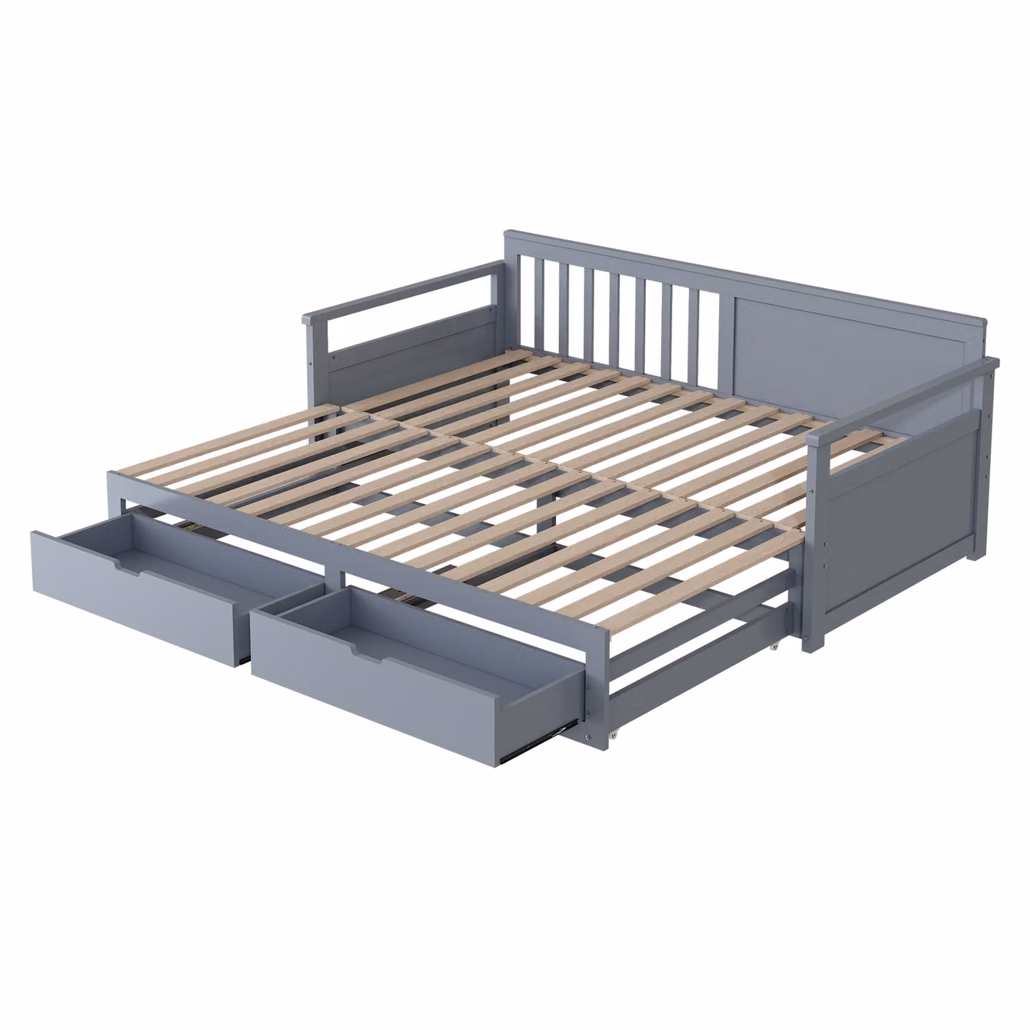 Letto a castello 90x190 trasformabile in 180x190, grigio, con cassetti e letto a scomparsa, ideale per la camera da letto